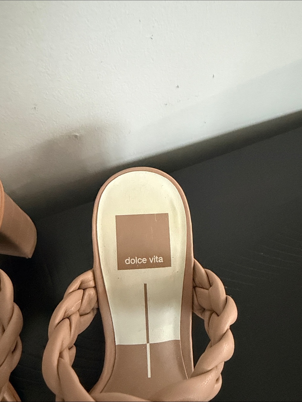 Dolce Vita Blush Tan Braided Strap Slide Heels - Picture 2 of 4